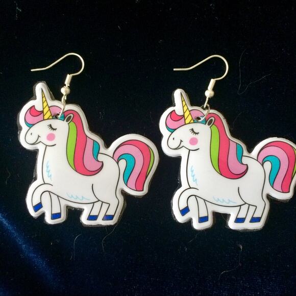 The Sassy Unicorn Earrings‎ Puffy Lightweight Kidcore Whimsy Pop Art Lightweight - Picture 4 of 5